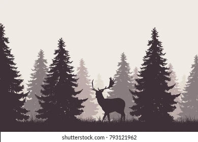 Down South Deer by Trees